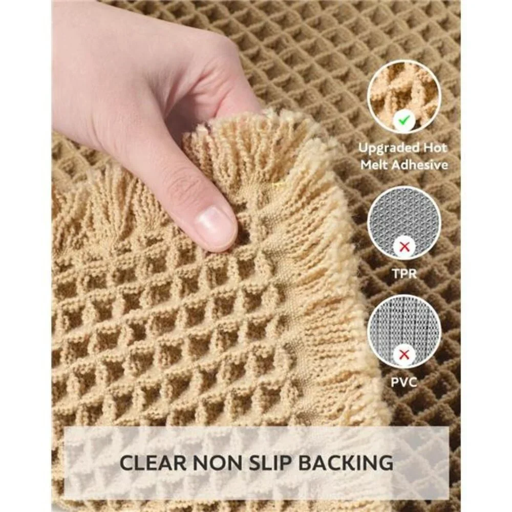 Waffle Bath Mat 17x24 Soft Absorbent Non Slip Washable Bathroom Rug with Tassels